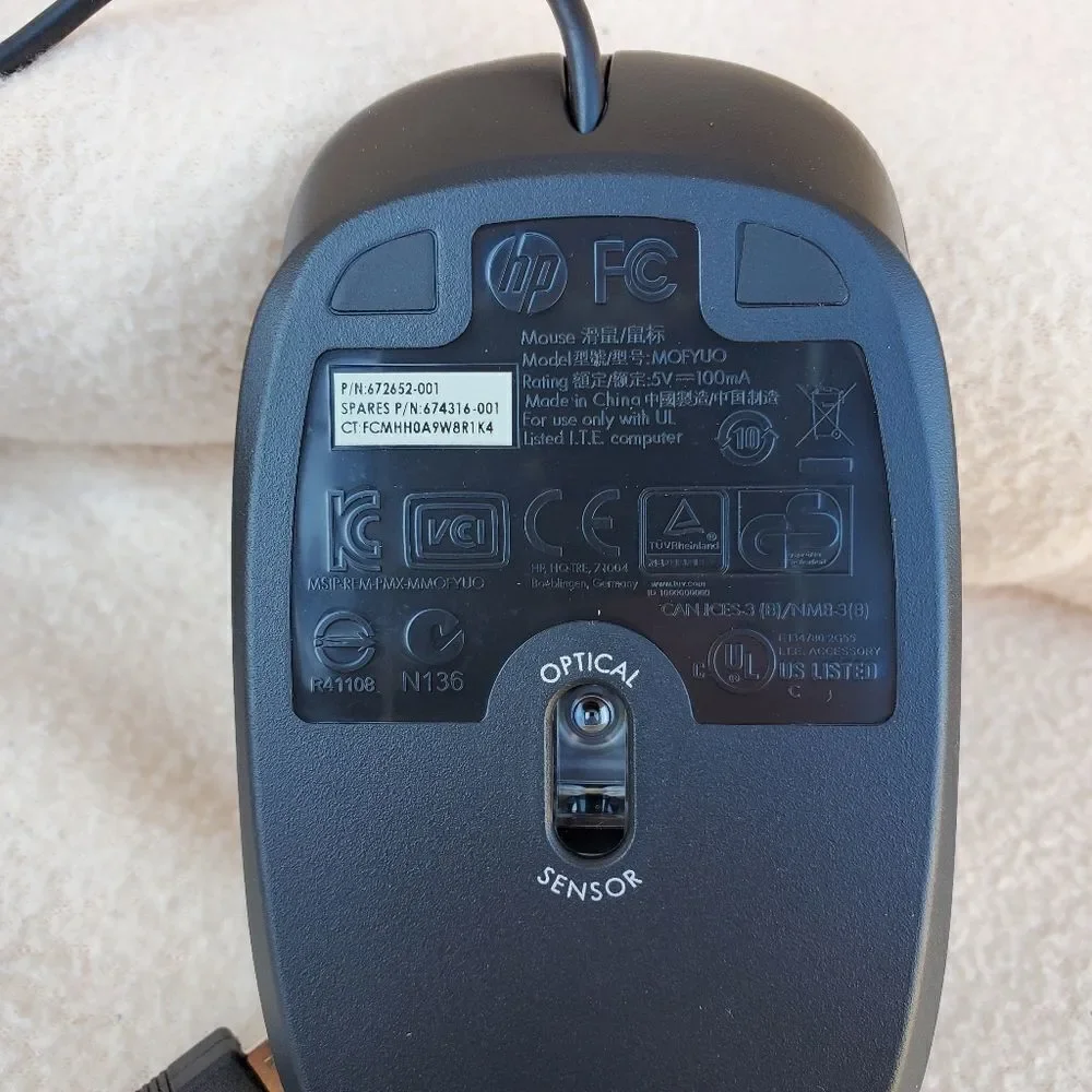 HP Hewlett-Packard USB wired optical sensor scroll mouse